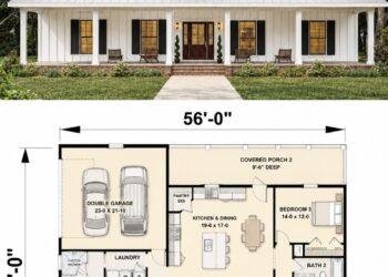 1648 Sq. Ft. Modern Farmhouse Plan with 3 Bedrooms, 2 Bathrooms, Split Layout, and 2-Car Garage