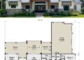 2827 Sq. Ft. Modern Transitional Plan with 4 Bedrooms, 3.5 Bathrooms, Office, and 3-Car Garage