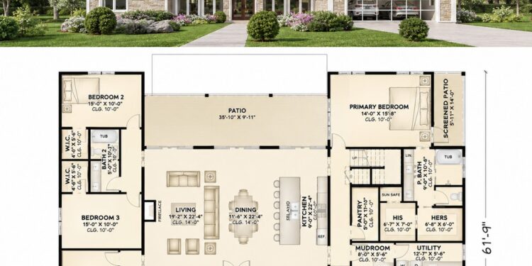 3171 Sq. Ft. Modern Plan with 3 Bedrooms, 2.5 Bathrooms, Loft, Bonus Room, Office, and 2-Car Garage