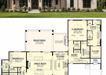 2250 Sq. Ft. Modern Transitional Plan with 3–4 Bedrooms, 3.5 Bathrooms, Flex Room, and 2-Car Garage