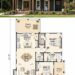 1263 Sq. Ft. Modern Farmhouse Plan with 2 Bedrooms, 2 Bathrooms, Vaulted Living Area, and Wraparound Porch
