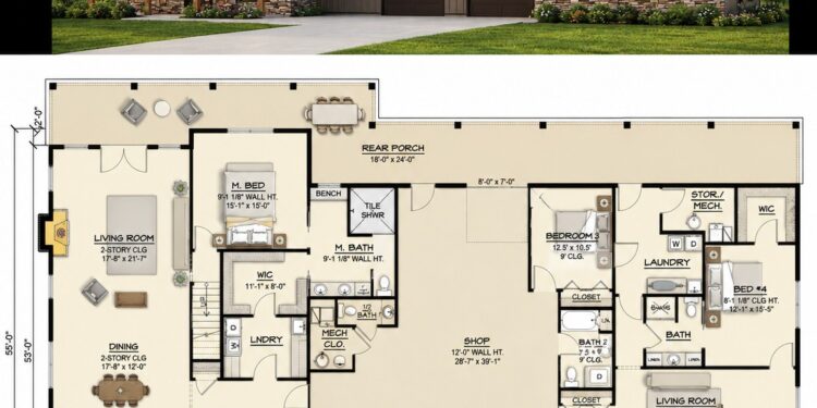 🏡✨ Spacious 4-Bedroom Farmhouse with Massive Shop & Dual Living Areas! This stunning home features 4 bedrooms, multiple living spaces, a huge workshop, spacious kitchen areas, and inviting front and rear porches. Perfect for large families seeking comfort, functionality, and modern farmhouse charm. 🌿🏠🔥