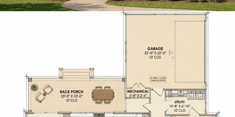 1993 Sq. Ft. Modern Farmhouse Plan with 3–4 Bedrooms, 2.5 Bathrooms, Bonus Room, and 2-Car Garage