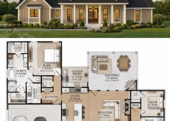 2166 Sq. Ft. Modern Farmhouse Plan with 4 Bedrooms, 2.5 Bathrooms, Mudroom, and 2-Car Garage