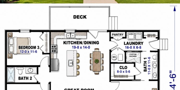 1425 Sq. Ft. Modern Farmhouse Plan with 3 Bedrooms, 2 Bathrooms, Open-Concept Living, and Covered Porch