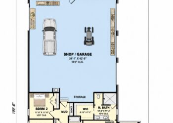 1743 Sq. Ft. Barndominium Plan with 3 Bedrooms, 2 Bathrooms, 3-Car Garage, and Open-Concept Living