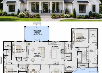 2473 Sq. Ft. Modern Farmhouse Plan with 3 Bedrooms, 2.5 Bathrooms, Bonus Room, and 2-Car Garage