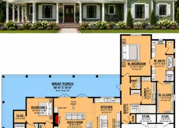 2428 Sq. Ft. Modern Farmhouse Plan with 3-4 Bedrooms, 2.5-3.5 Bathrooms, Wraparound Porch, Bonus Room, and 2-Car Garage