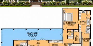 2428 Sq. Ft. Modern Farmhouse Plan with 3-4 Bedrooms, 2.5-3.5 Bathrooms, Wraparound Porch, Bonus Room, and 2-Car Garage