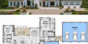 3500 Sq. Ft. Modern Transitional Plan with 3-5 Bedrooms, 2.5 Bathrooms, Bonus Room, Home Office, and 3-Car Garage