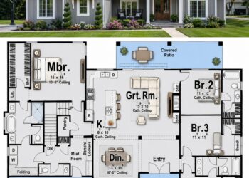2309 Sq. Ft. Modern Farmhouse Plan with 4 Bedrooms, 3.5 Bathrooms, Bonus Room, and 2-Car Garage
