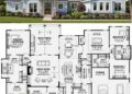 2974 Sq. Ft. Modern Farmhouse Plan with 3 Bedrooms, 3.5 Bathrooms, Home Office, Outdoor Living, and 3-Car Garage