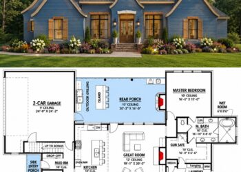 2666 Sq. Ft. French Country House Plan with 4 Bedrooms, 3 Bathrooms, Bonus Room, Outdoor Kitchen, and 2-Car Garage