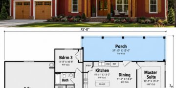 1660 Sq. Ft. Modern Farmhouse with 3 Bedrooms, 2 Bathrooms, Vaulted Porch, and 2-Car Garage