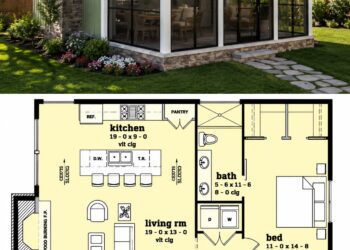 800 Sq. Ft. Contemporary Plan with 1 Bedroom, 1 Bathroom, Open Living Area, and Modern Design