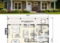 1275 Sq. Ft. Country Plan with 2 Bedrooms, 2 Bathrooms, Open Living Area, and Covered Porch