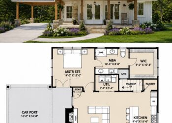 1428 Sq. Ft. Modern Farmhouse Plan with 4 Bedrooms, 2 Bathrooms, Loft, and Garage