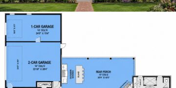 2723 Sq. Ft. French Country Plan with 3 Bedrooms, 2.5 Bathrooms, Home Office, Rear Porch, and 3-Car Garage