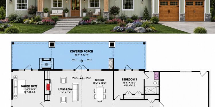2859 Sq. Ft. Modern Farmhouse Plan with 3-4 Bedrooms, 4.5 Bathrooms, Loft, Bonus Room, and 2-Car Garage
