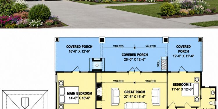 1849 Sq. Ft. Modern Farmhouse Plan with 3 Bedrooms, 2.5 Bathrooms, Open Floor Plan, and 2-Car Garage
