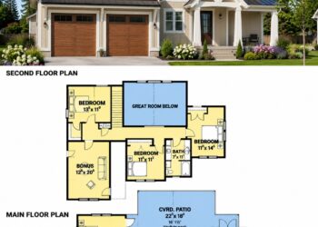 2343 Sq. Ft. Modern Farmhouse Plan with 4 Bedrooms, 2.5 Bathrooms, Split Layout, and 2-Car Garage