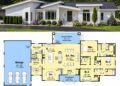 2642 Sq. Ft. Contemporary Plan with 3-5 Bedrooms, 2.5 Bathrooms, Flex Rooms, and 4-Car Garage