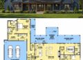 3630 Sq. Ft. Modern Farmhouse Plan with 4 Bedrooms, 4.5 Bathrooms, Home Office, and 4-Car Garage