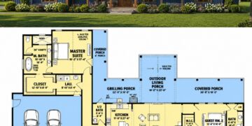 3630 Sq. Ft. Modern Farmhouse Plan with 4 Bedrooms, 4.5 Bathrooms, Home Office, and 4-Car Garage