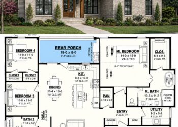 1800 Sq. Ft. Modern Farmhouse Plan with 4 Bedrooms, 2 Bathrooms, Open Floor Plan, and 2-Car Garage
