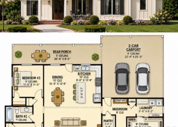 1676 Sq. Ft. Modern Farmhouse Plan with 3 Bedrooms, 2 Bathrooms, Split Layout, and 2-Car Garage