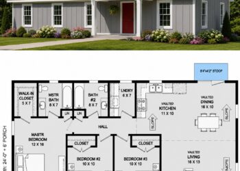 1200 Sq. Ft. Craftsman Plan with 3 Bedrooms, 2 Bathrooms, Open Floor Plan, and Covered Patio