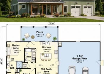 996 Sq. Ft. Barndominium Plan with 2 Bedrooms and Spacious Garage