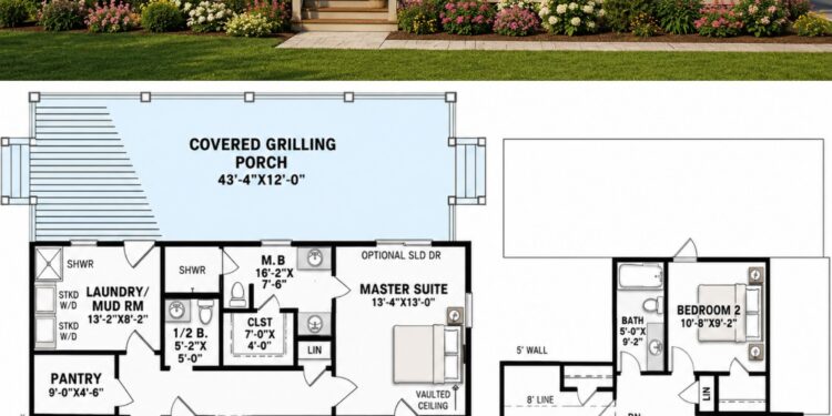 1836 Sq. Ft. Cabin Plan with 3 Bedrooms and Rustic Mountain Charm
