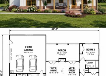 1499 Sq. Ft. Modern Farmhouse Plan with 3 Bedrooms and Flexible 2–3 Car Garage