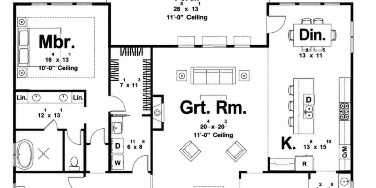 2987 Sq. Ft. Modern House Plan with 4 Bedrooms and Spacious Open Living