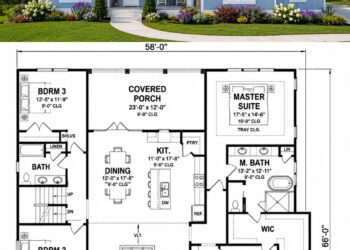 2534 Sq. Ft. Modern Farmhouse Plan with 3–4 Bedrooms and Private Home Office