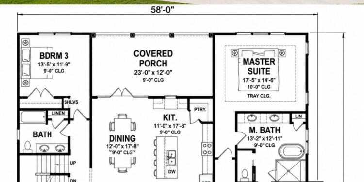2534 Sq. Ft. Modern Farmhouse Plan with 3–4 Bedrooms and Private Home Office