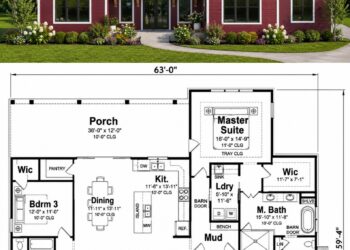 2103 Sq. Ft. Modern Farmhouse Plan with 3–4 Bedrooms and Spacious Open Living
