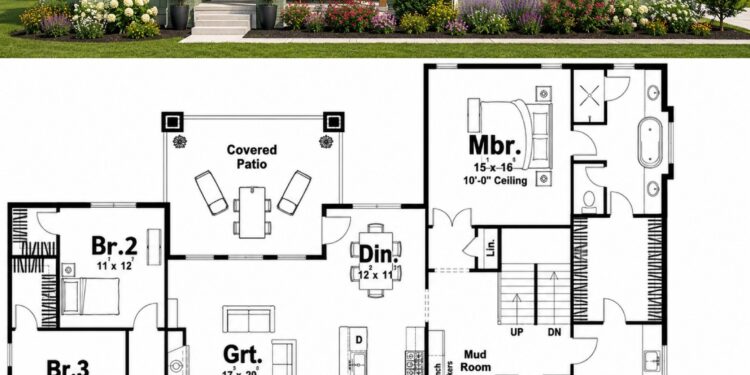2569 Sq. Ft. Modern Farmhouse Plan with 4 Bedrooms and Spacious Family Living