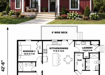 1311 Sq. Ft. Modern Farmhouse Plan with 3 Bedrooms and Smart Open Living
