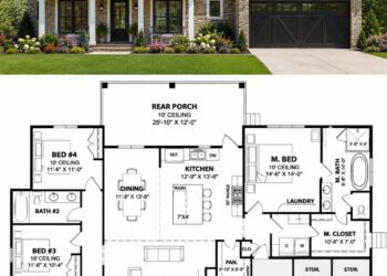 1843 Sq. Ft. Modern Farmhouse Plan with 4 Bedrooms and Split-Bedroom Design