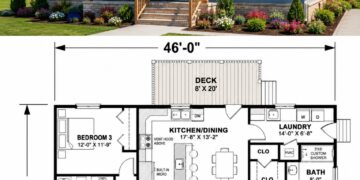 1334 Sq. Ft. Country House Plan with 3 Bedrooms and Open Floor Living
