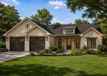 1641 Sq. Ft. Modern Farmhouse Plan with 3 Bedrooms, 2 Bathrooms, Open Living Area, and 2-Car Garage