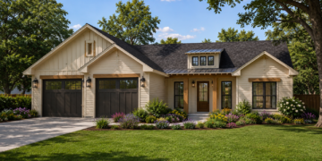1641 Sq. Ft. Modern Farmhouse Plan with 3 Bedrooms, 2 Bathrooms, Open Living Area, and 2-Car Garage