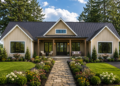 3362 Sq. Ft. Modern Farmhouse Plan with 4 Bedrooms, 4.5 Bathrooms, Outdoor Kitchen, Fireplace, and 3-Car Garage