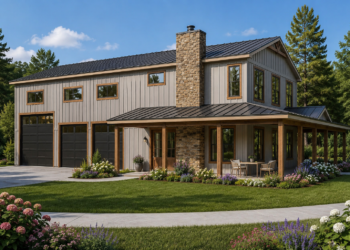 2000 Sq. Ft. Barndominium Plan with 3 Bedrooms and 4-Car Garage