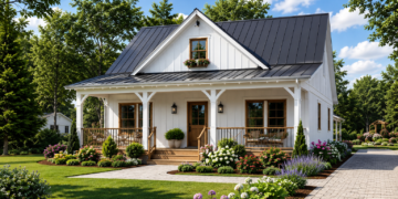 1020 Sq. Ft. Modern Farmhouse Plan with 2 Bedrooms, 2 Bathrooms, Open Floor Plan, and Covered Porch