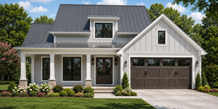 1956 Sq. Ft. Modern Farmhouse Plan with 3 Bedrooms, 2.5 Bathrooms, Open Living Area, and 2-Car Garage