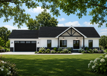 1660 Sq. Ft. Modern Farmhouse Plan with 3 Bedrooms, 2 Bathrooms, Open Floor Plan, and 2-Car Garage