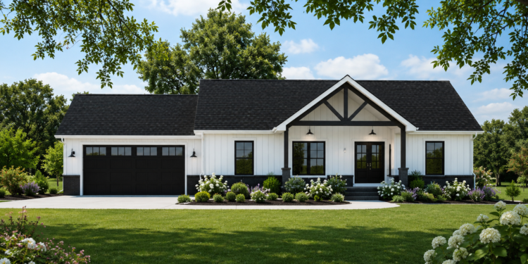 1660 Sq. Ft. Modern Farmhouse Plan with 3 Bedrooms, 2 Bathrooms, Open Floor Plan, and 2-Car Garage